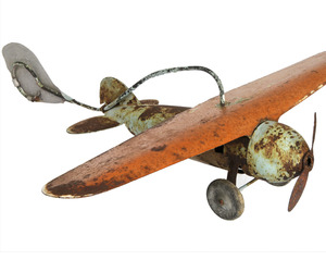 Antique-painted-pressed-steel-airplane-weather-vane-m