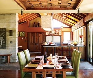 Antique Redwood basket weave ceiling