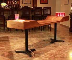 Custom Wood with LED Lighting Beer Pong Tables