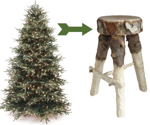 Discarded Christmas Trees Become Stools