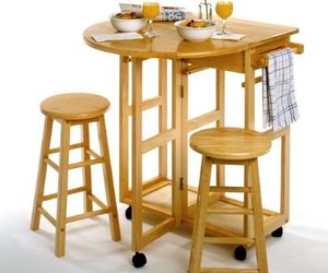 Natural Rolling Breakfast Table by Winsome Wood