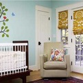 Nursery-turquoise-gold-mural-green-building-by-bill-fry-s