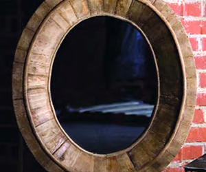 Pieced Wood Oval Mirror