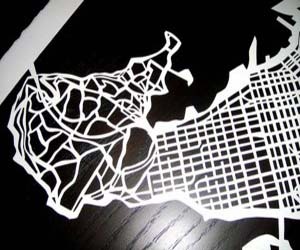 Re-Imagine Cities with Hand Cut Maps by Karen O`Lear