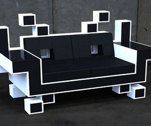Show off your geeky fervor with Space Invader couch