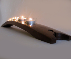 The Moonlight, recycled wine barrel stave candleholder