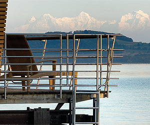 Views of Alps From A Lakefront Hotel