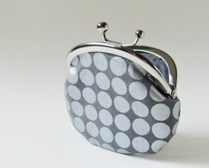 Coin purse - silver dots on gray