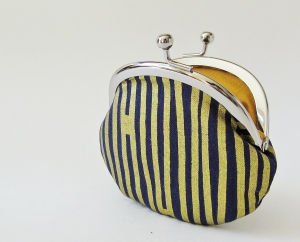 Coin purse - gold stripes on navy