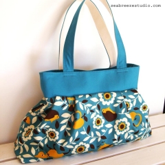 Pleated bag - Forest animals in aqua