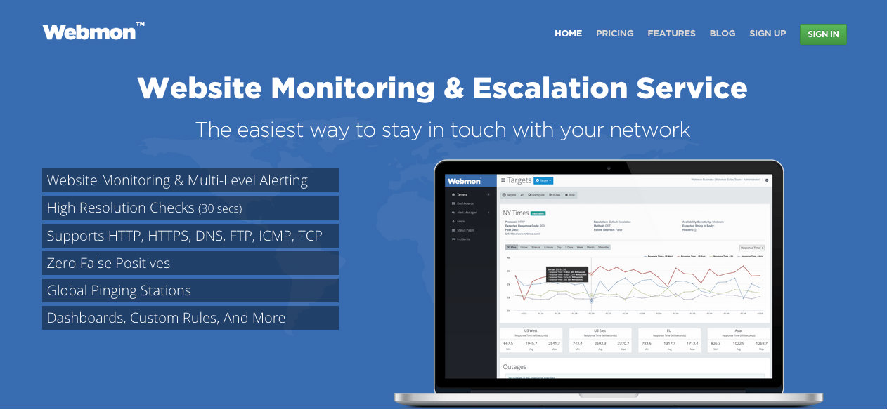 Webmon landing page