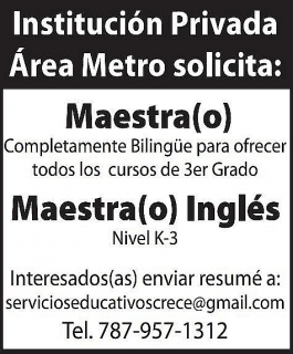 MAESTRA DE INGLES ( NIVEL K-3)