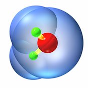 Water molecule ball and stick 2w