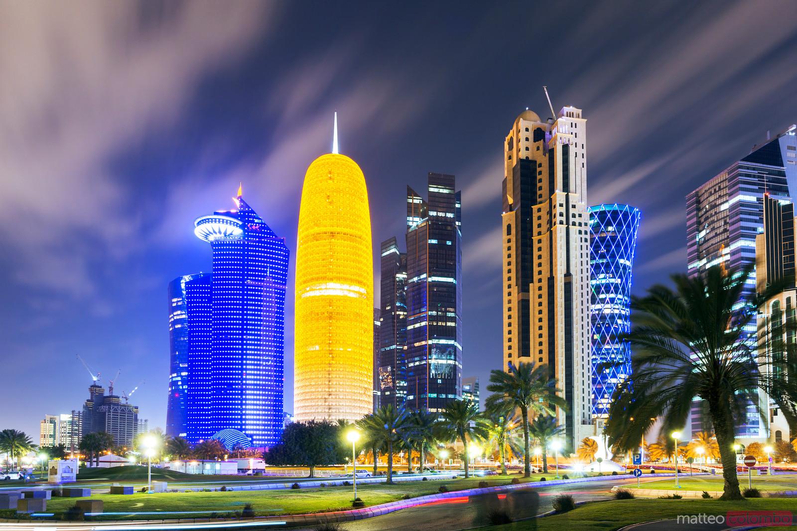 Matteo Colombo Travel Photography Doha city center illuminated at