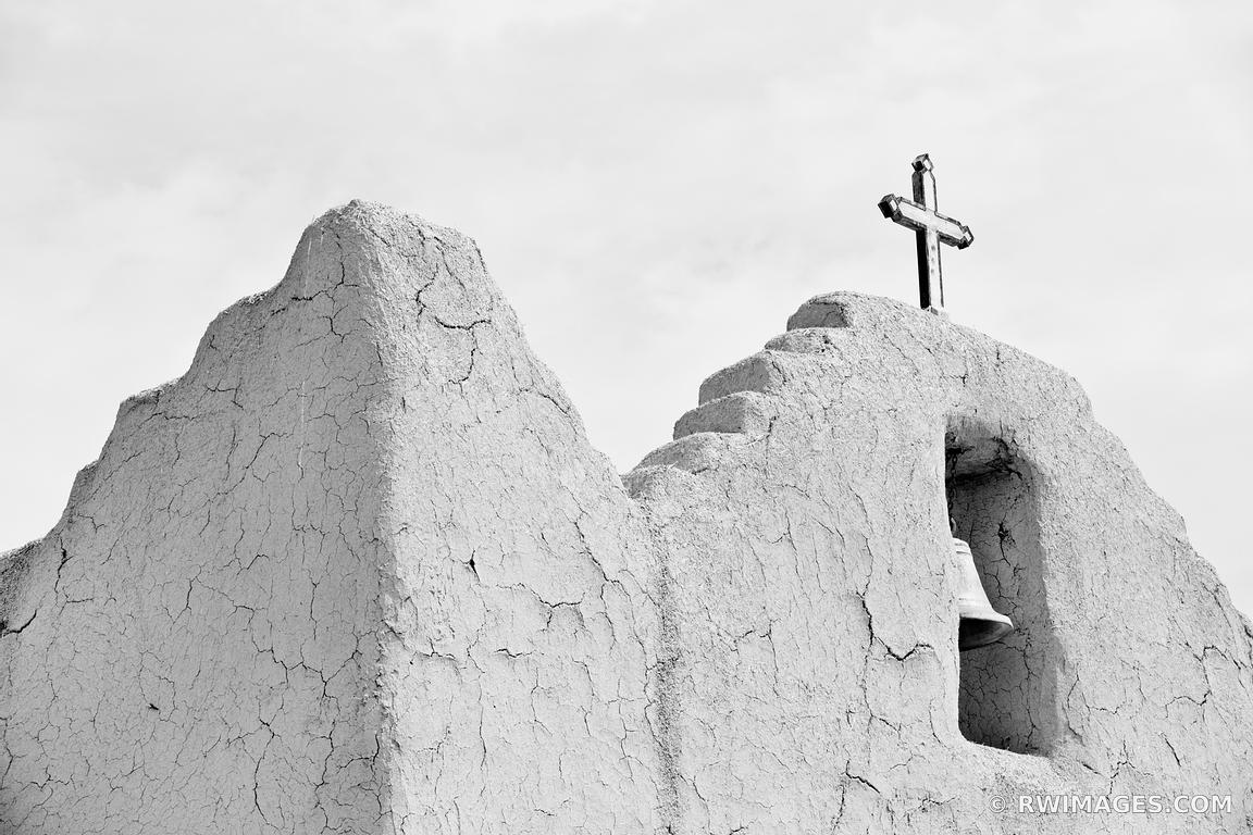 SAN LORENZO CHURCH PICURIS PUEBLO NEW MEXICO BLACK AND WHITE