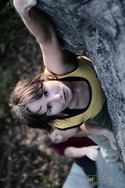 Female rock climber
