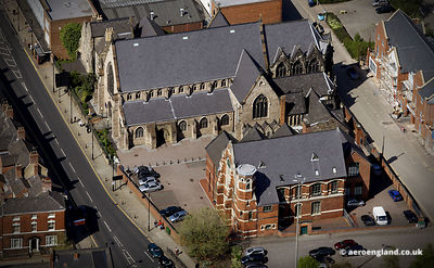 aerial photograph of St. Mary and Saint Johns Church, Wolverhampton, West Midlands UK