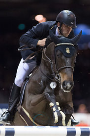 Bordeaux, France, 2.2.2018, Sport, Reitsport, Jumping International de Bordeaux - . Bild zeigt Gregory WATHELET (BEL) riding Iron Man van de Padenborre (5*)...2/02/18, Bordeaux, France, Sport, Equestrian sport Jumping International de Bordeaux - . Image shows Gregory WATHELET (BEL) riding Iron Man van de Padenborre (5*).