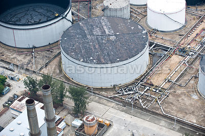 Aerial view of Oil, Gas terminal, Hong Kong