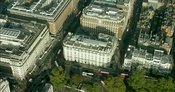London Aerial Footage of Marble Arch with Oxford Street and Park Lane.