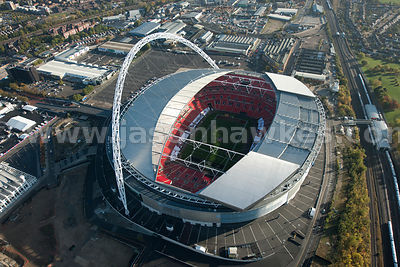 Aerial view over Wembley Satdium, London