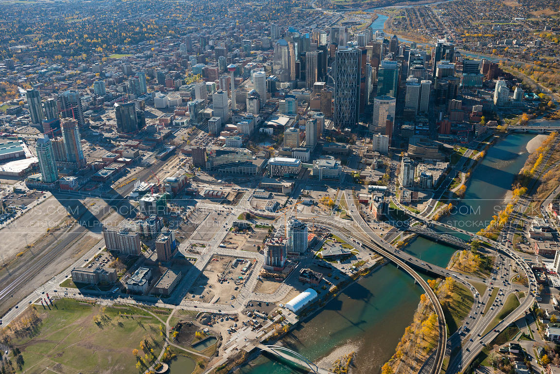 Aerial Photo East Village Development, Calgary