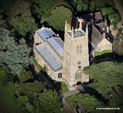 aerial photograph of Parish Church of Saint Michael and All Angels Edenham Lincolnshire