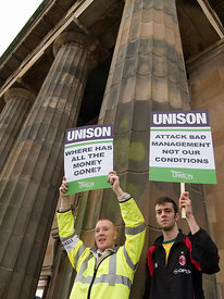 James Watt College lecturers march.