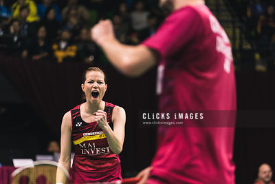 YONEX-SUNRISE Hong Kong Badminton Open Mixed Double Christinna Pedersen/Mathias Christiansen DEN v Liao Min Chun/Chen Hsiao Huan TWN at Hong Kong Coliseum on November 24, 2017. (Lampson Yip/Clicks Images)