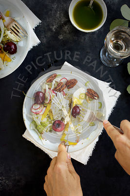 Cherry Burrata Salad served with Maple Pecans
