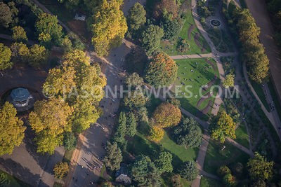 Aerial view of London, Hyde Park Bandstand.