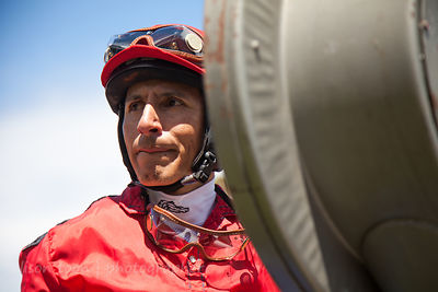 Horse racing: jockey being weighed