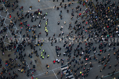 Aerial view of crowd at City Airport, London