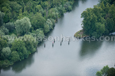 Aerial view of Boulters Lock Weir, River Thames, Berkshire