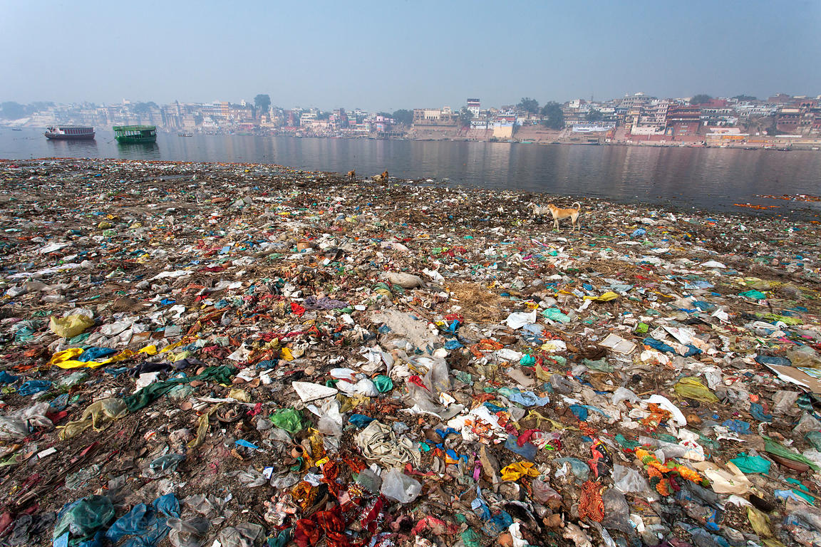 Brett Cole Photography Garbage in the Ganges River in Varanasi, India