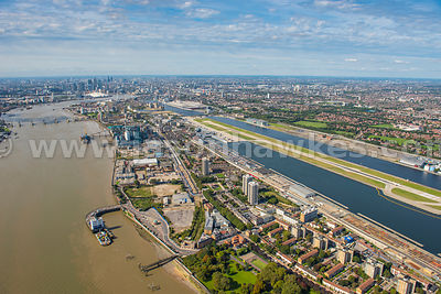 Silvertown and City Airport, aerial view, London Borough of Newham.