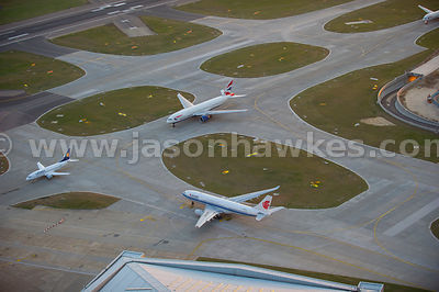 Aerial view of Heathrow Airport, London Borough of Hillingdon
