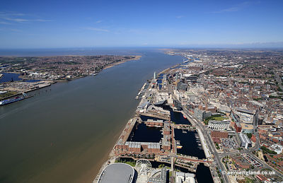 aerial photograph of Liverpool Merseyside England UK