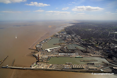 aerial photograph of Grimsby North East Lincolnshire UK
