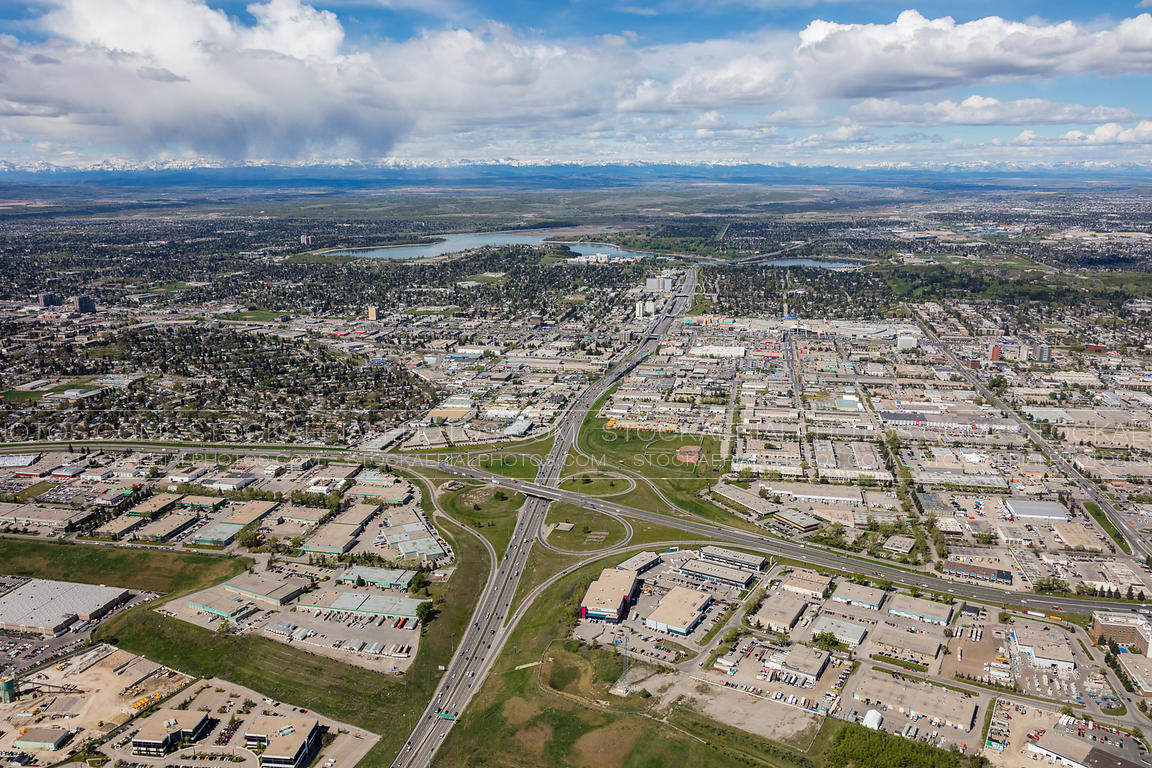 Aerial Photo Glenmore Trail at Blackfoot Trail, Calgary