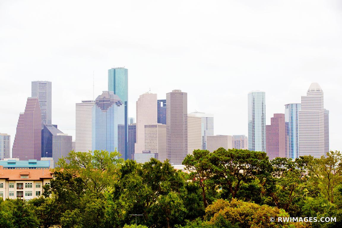 Framed Photo Print of DOWNTOWN HOUSTON SKYLINE COLOR Print Picture