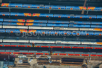 Trains at Clapham Junction, aerial view, London