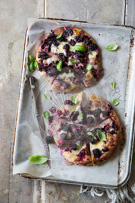 A rustic blackberry pizza