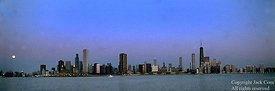 Chicago wide angle with moon