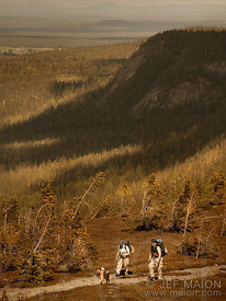 Hikers with dog