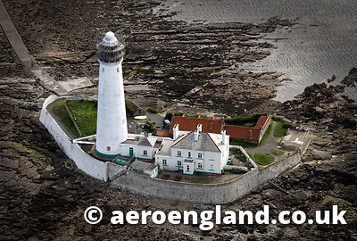 aerial photograph of St Marys Lighthouse in Tyne & Wear North East England UK