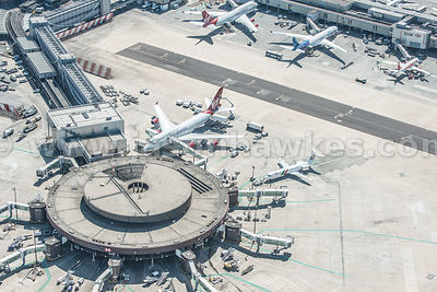 Aerial view of planes at Gatwick Airport