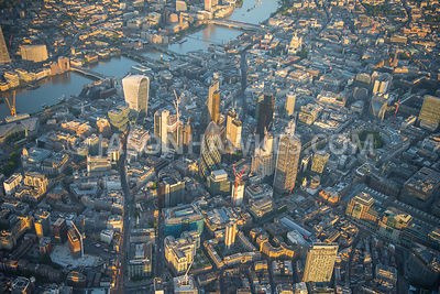 Aerial view of London, 20 Fenchurch Street, Leadenhall Building and St Mary's Axe.