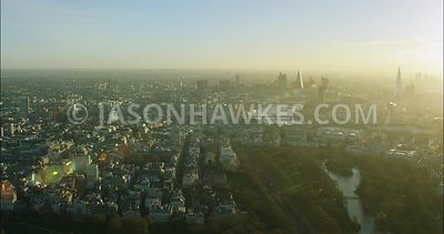 London Aerial Footage of The Mall and St James's Park.