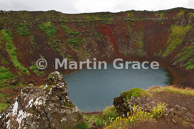 Kerid Caldera, a 6500-year-old volcanic scoria crater in Iceland's Western Volcanic Zone